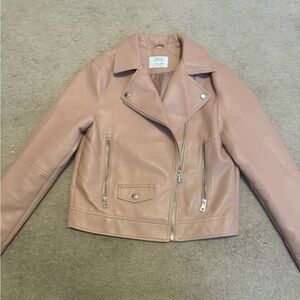 Zara Dusty Pink Faux Leather Moto Jacket